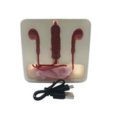 Red earbud box with USB cable